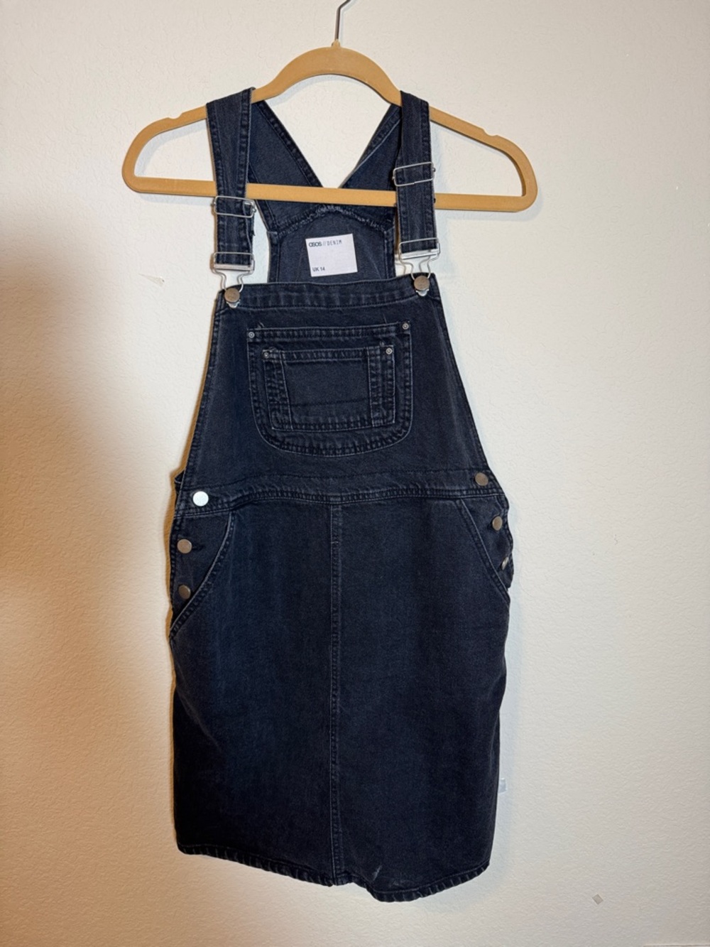ASOS Black‎ Denim Overall Jumper Dress UK Size 14/US Size 10